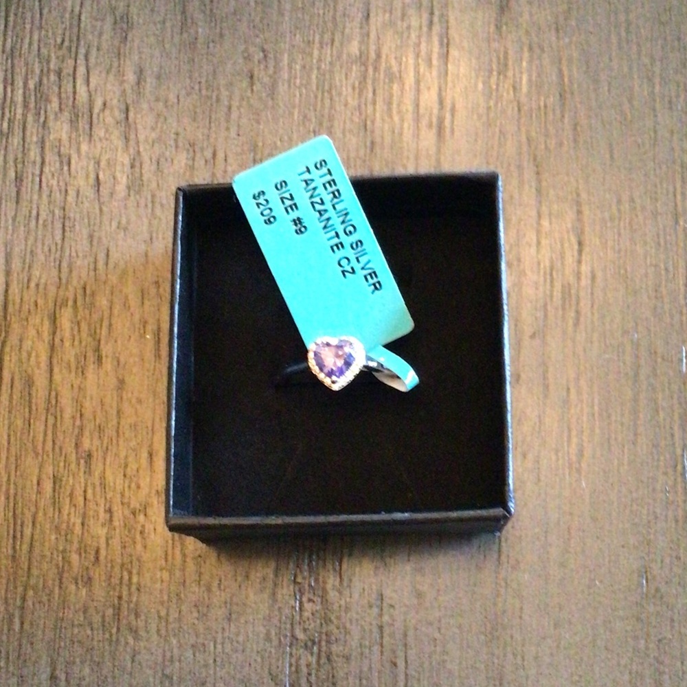Sterling Silver Heart Ring with Purple Tanzanite CZ